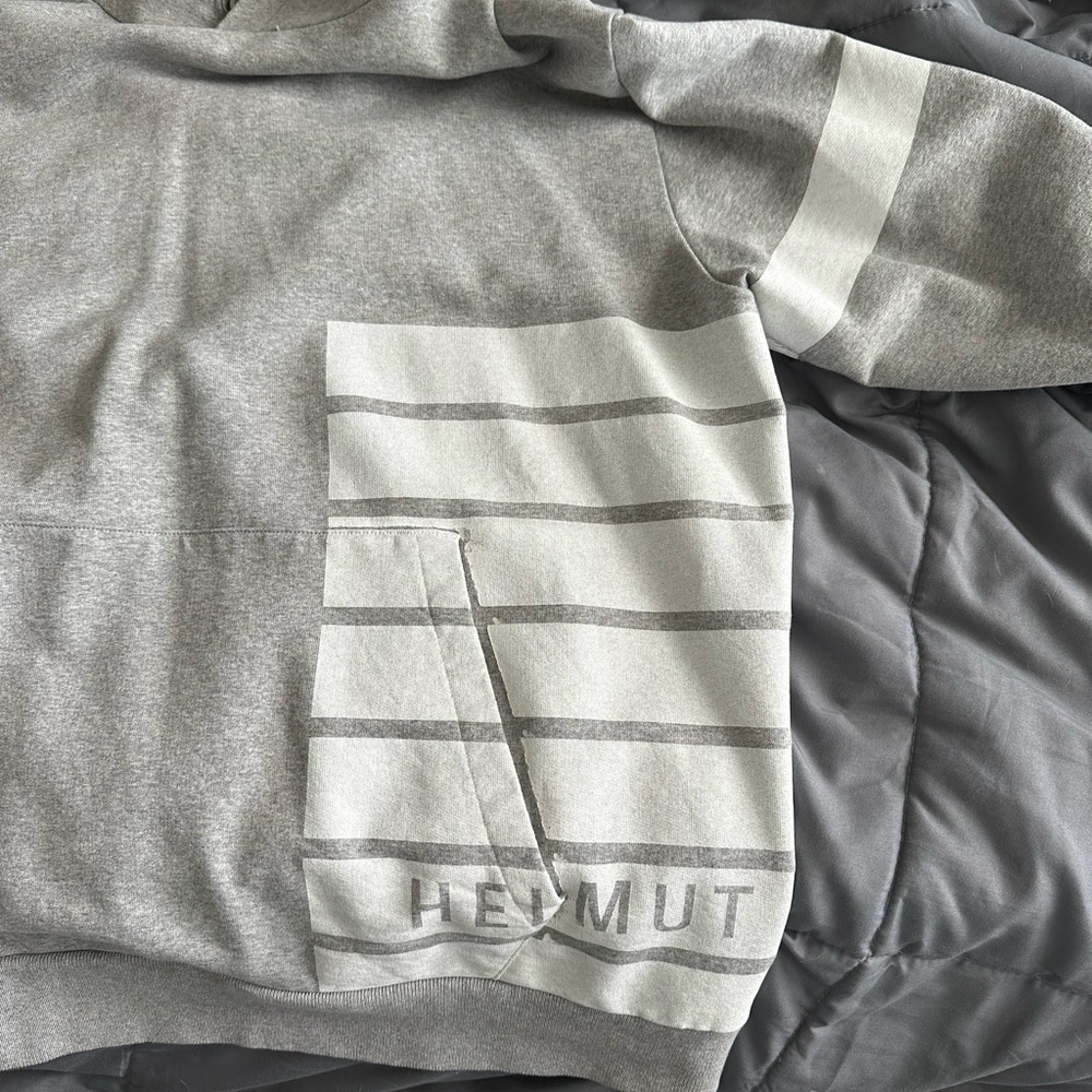Helmut Lang Gray and White Striped Sweater